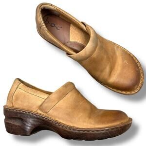 B.O.C BORN Concepts Mocha Peggy Leather Slip-On Comfort Shoe By BORN Clogs 8.5